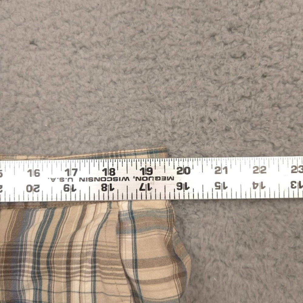 Columbia Plaid Shorts Mens 38 Beige Blue Cotton Casual Outdoor Summer Lightweigh - Picture 6 of 9
